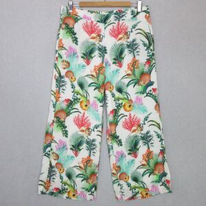Boston Proper Pants Women's Medium Floral Print Pull On Resort Travel Palazzo